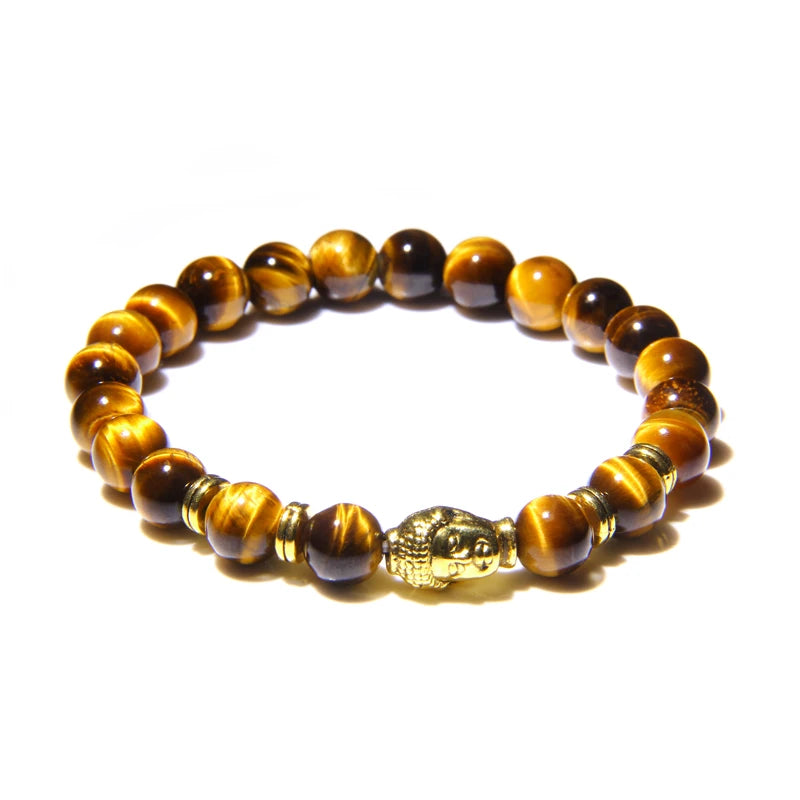 Aaaaa azul real tigre olho pulseira masculina contas de pedra natural buda estiramento charme pulseiras para mulheres moda masculina jóias 2020
