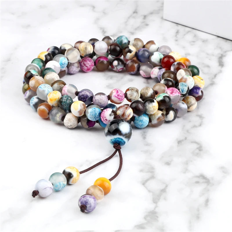 9 Estilos de Pulseiras Mala com 108 Contas para Homens, Colares de Oração com Contas de Pedra Natural de 6mm, Braceletes para Mulheres, Joias Budistas Tibetanas