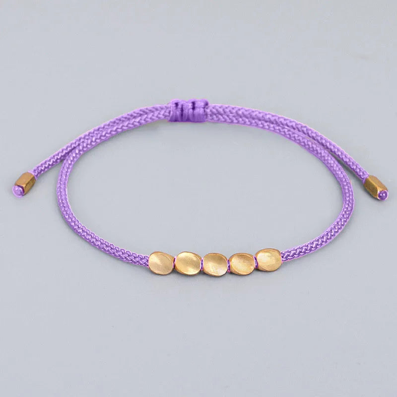Pulseiras budistas tibetanas feitas à mão, contas de cobre trançadas à mão, pulseira e pulseiras de corda da sorte para mulheres e homens, presente exclusivo