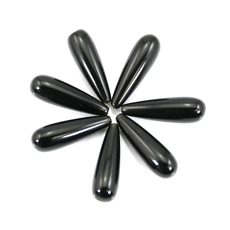 1 peça de obsidiana em formato de gota meio perfurada 7x23mm