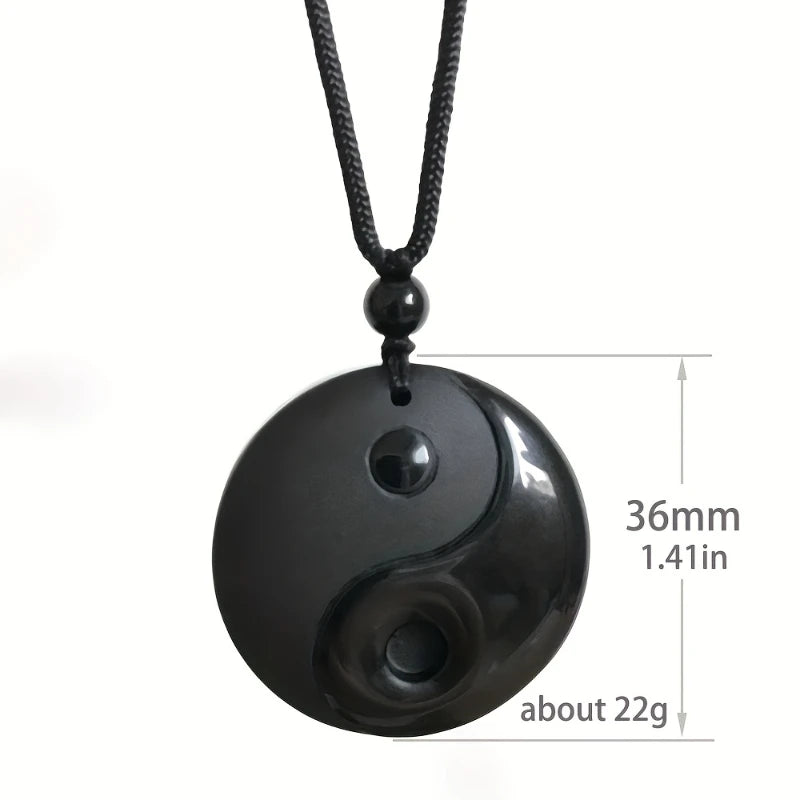 1pc obsidiana yin yang tai chi pingente colar para homem