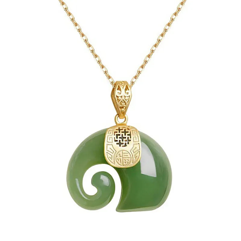 Colar Choker de Pedra Natural Jade Hetian com Pingente de Elefante para Mulheres, Presente de Aniversário