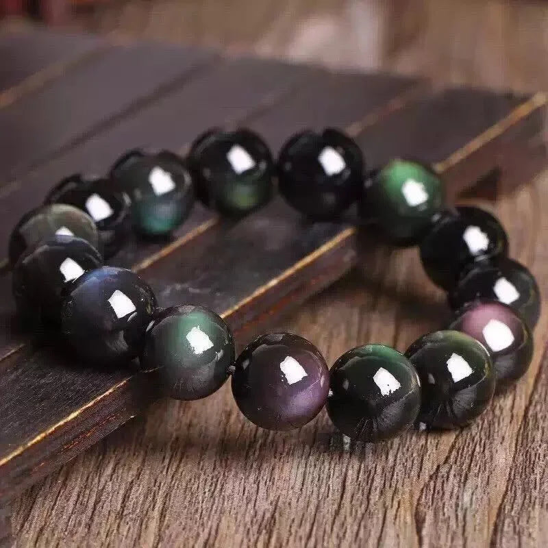 Pulsera budista de obsidiana arcoíris