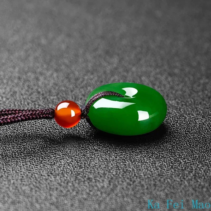 Natural verde jade fivela de segurança pingente colar mão-esculpida charme jadeite jóias moda amuleto presentes para homens mulheres jóias