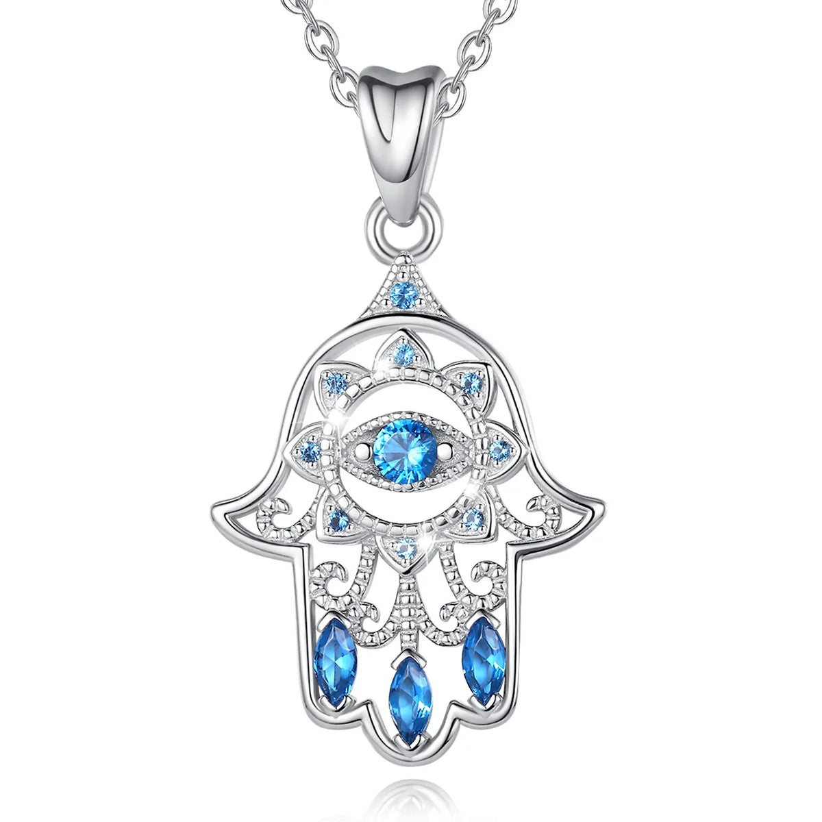 Colgante Hamsa con cristal azul