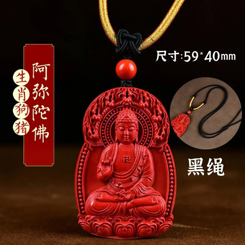 Natural Verdadeiro Cinábrio Buda Pingente para Homens e Mulheres, Natural Buda Hoid, Deus Guardião, Big Sun, Tathagata Hyun, Amitabha