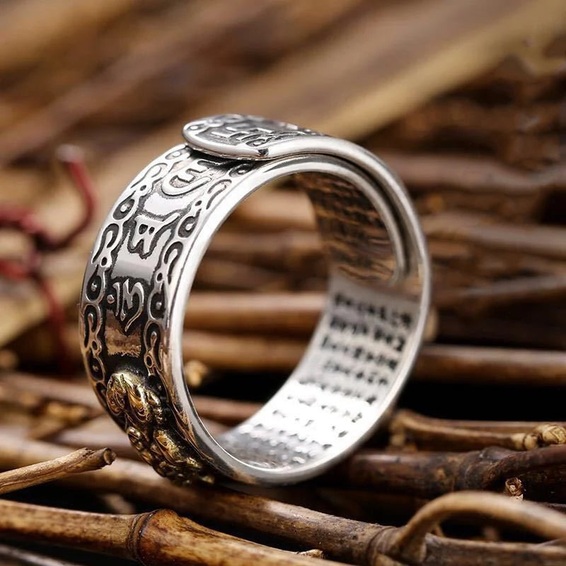 Anel chinês de feng shui pixiu, moedas de cobre banhadas a prata, anéis ajustáveis para mulheres, homens, amuleto, riqueza, joias da sorte, presente de aniversário