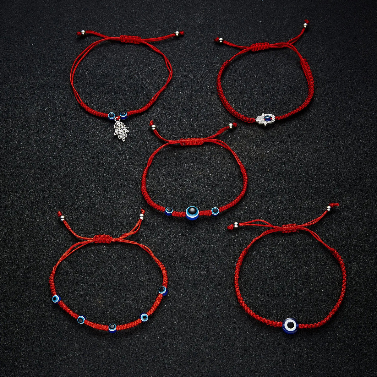 Hamsa Mão Ajustável Pulseiras de Cordas Vermelhas para Mulheres, Pulseira Turca Sorte Olho do Mal, Amuleto Trançado, Presente Da Jóia