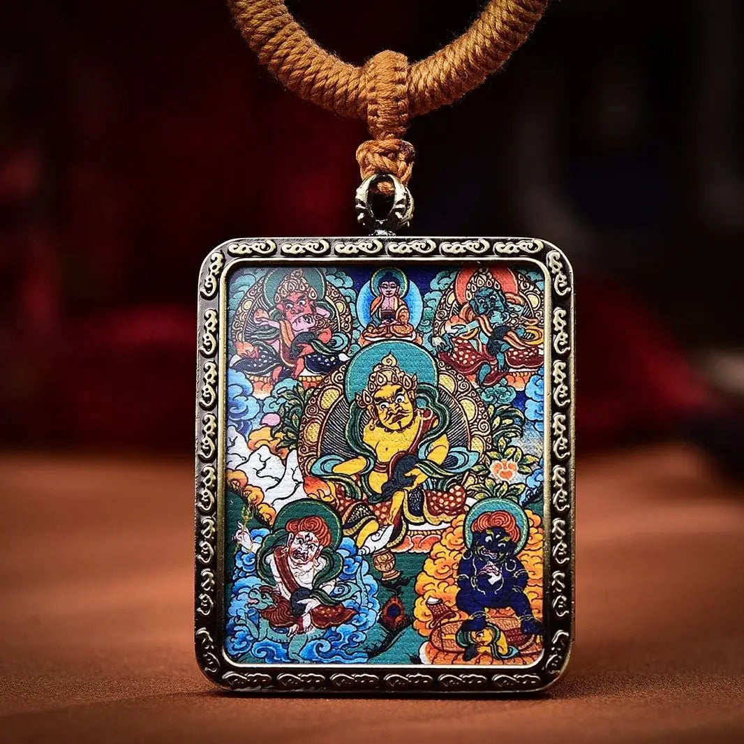 Thangka colar de corda suspensa 5 vias pingente de ouro Deus da riqueza fivela, cadeia de marca tailandesa Buda, corrente de pescoço livre