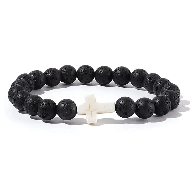Pulsera Fe · Cuentas con Cruz