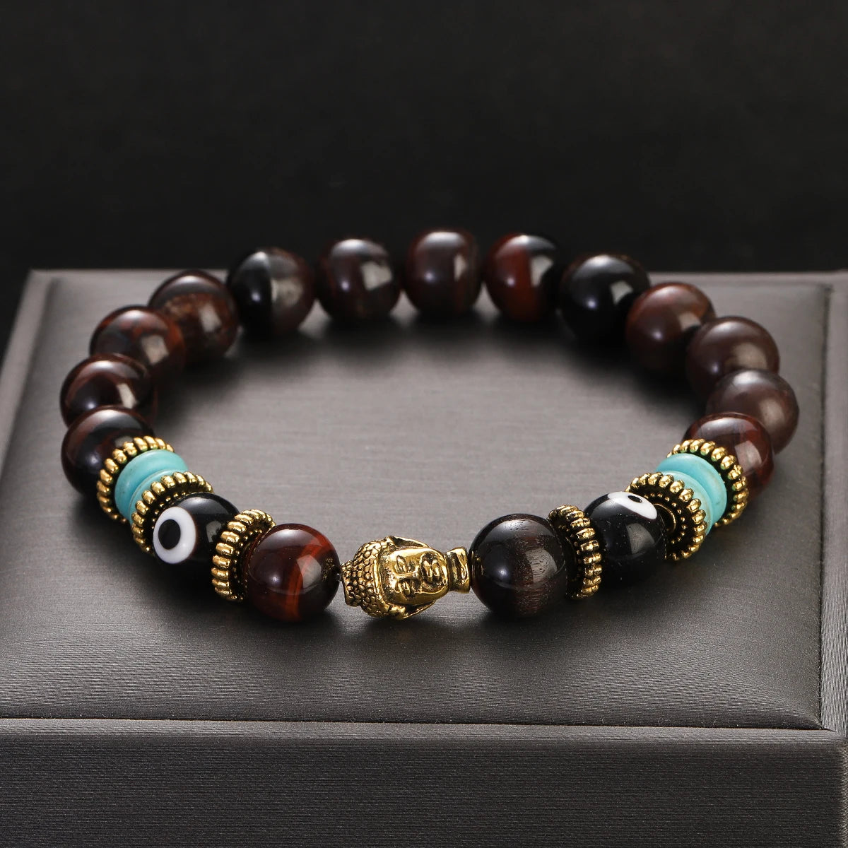 Pulsera de Buda y ojo turco de 10 mm