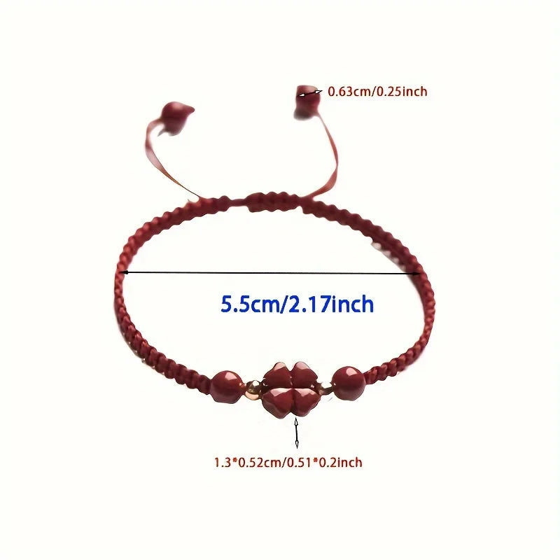 Pulsera Trébol Rojo · Cordón Trenzado