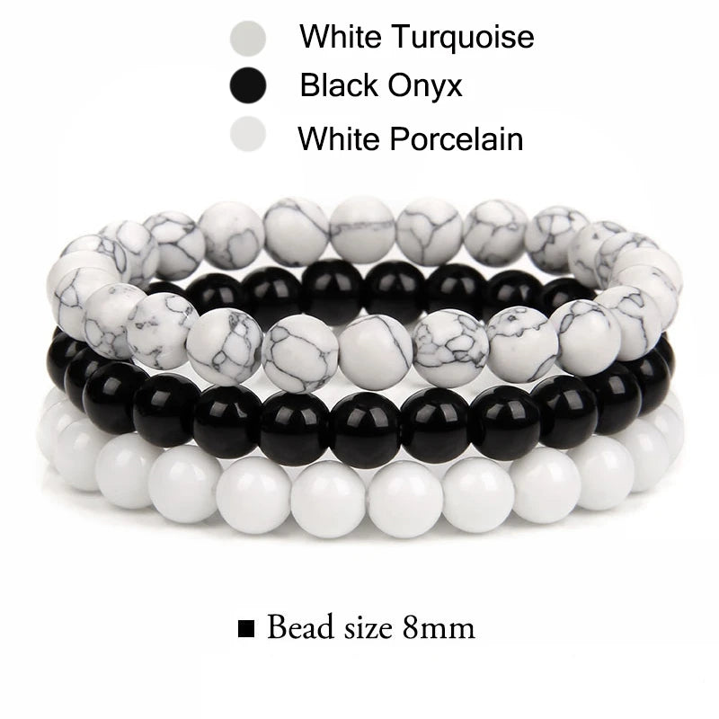 Conjunto de pulseras de cuentas y cuero