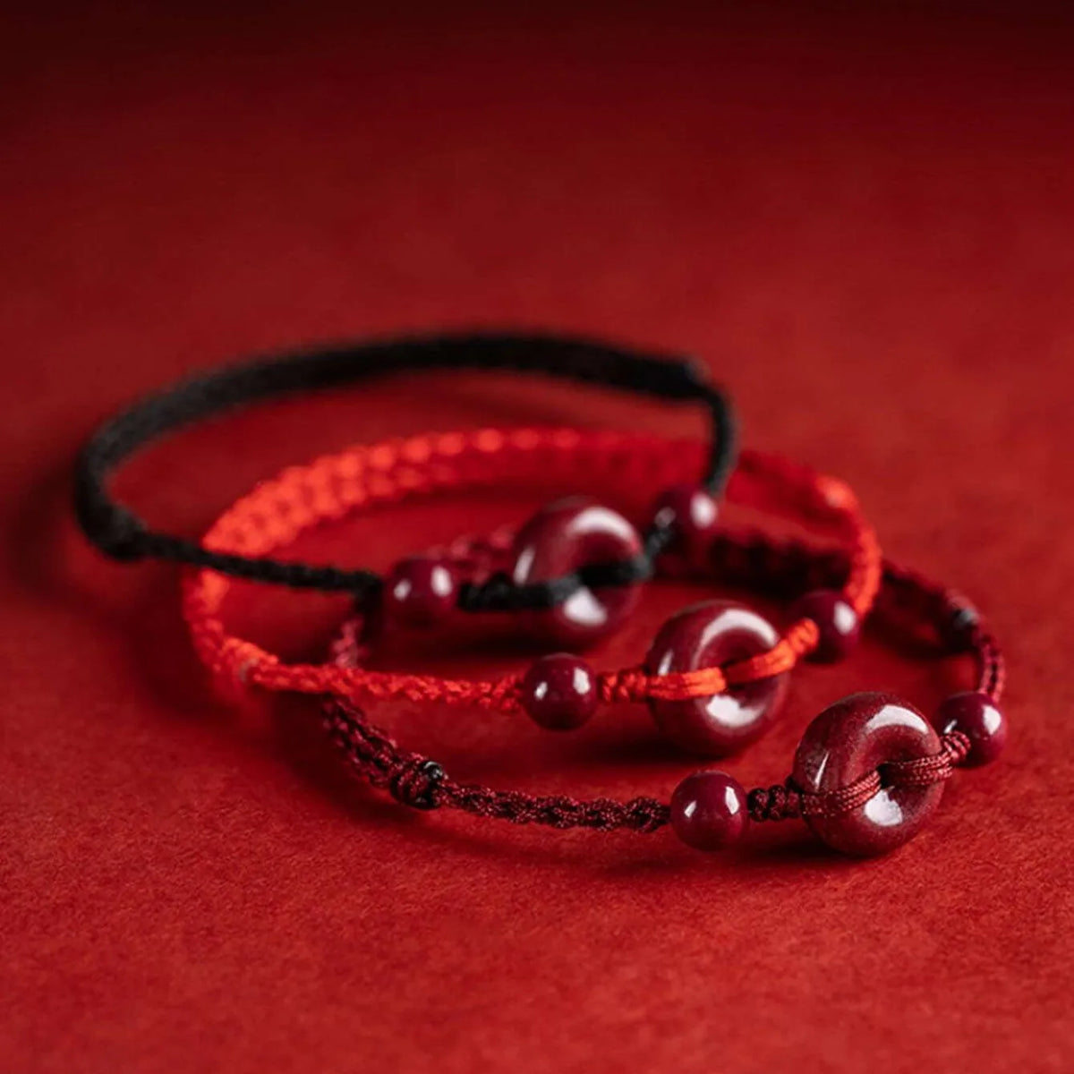 Pulseira amuleto de corda vermelha da sorte, feita à mão, para mulheres, homens, cinábrio, fivela de segurança, corda trançada, festa, amizade, joia, presente