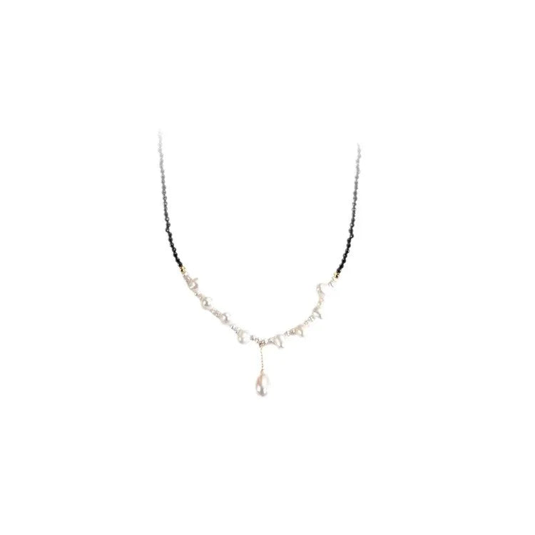 Nova chegada elegante pedra de espinel preto & pérola de água doce natural 14k ouro preenchido feminino pingente colar jóias nunca desaparecer
