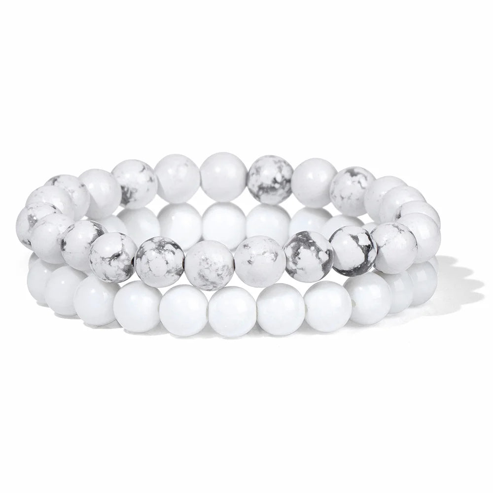 Conjunto de 2 pulseras de piedra de 8 mm