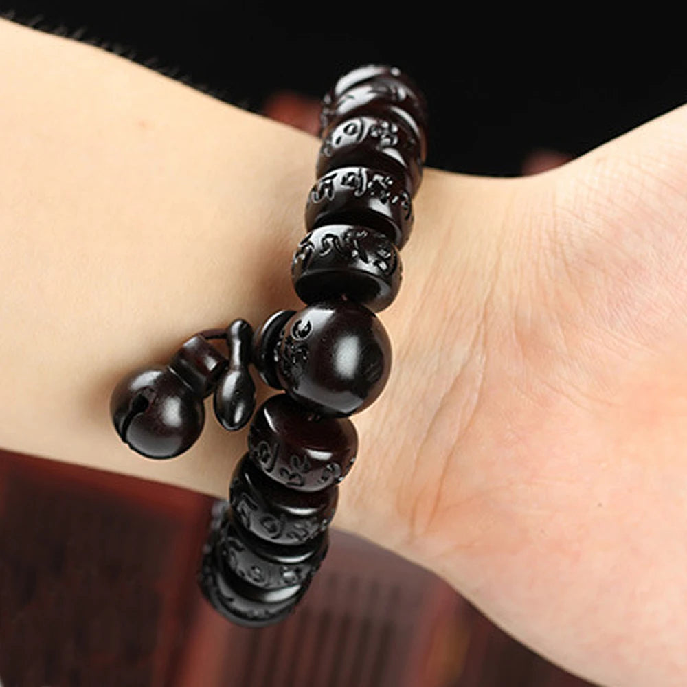 Madeira natural tibetana seis caracteres mantra pulseiras budista praye relâmpago acidente vascular cerebral jujuba contas meditação homens mulheres yoga