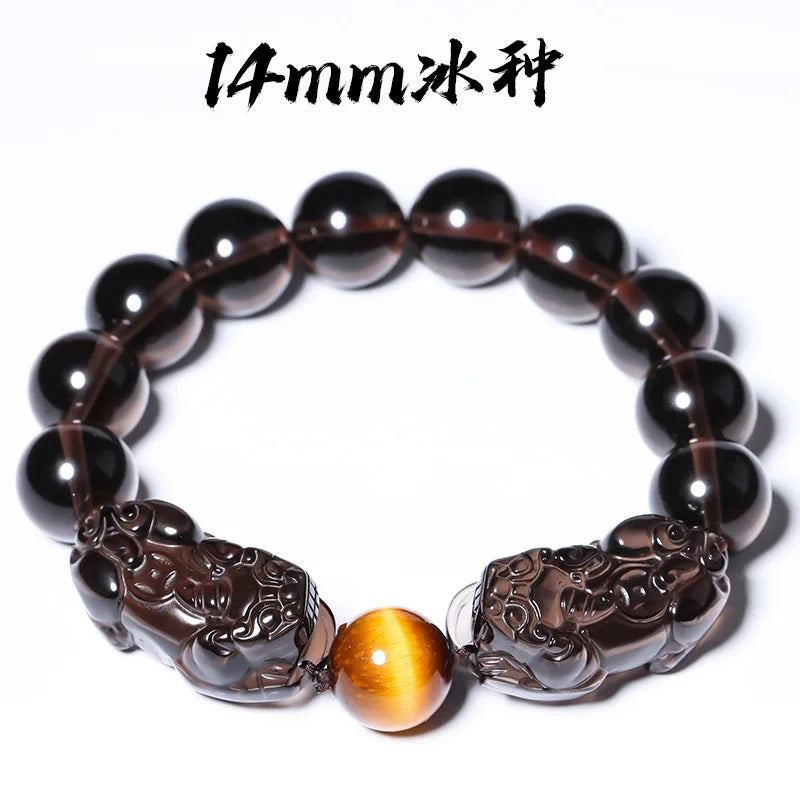 Pulsera de obsidiana con doble Pixiu