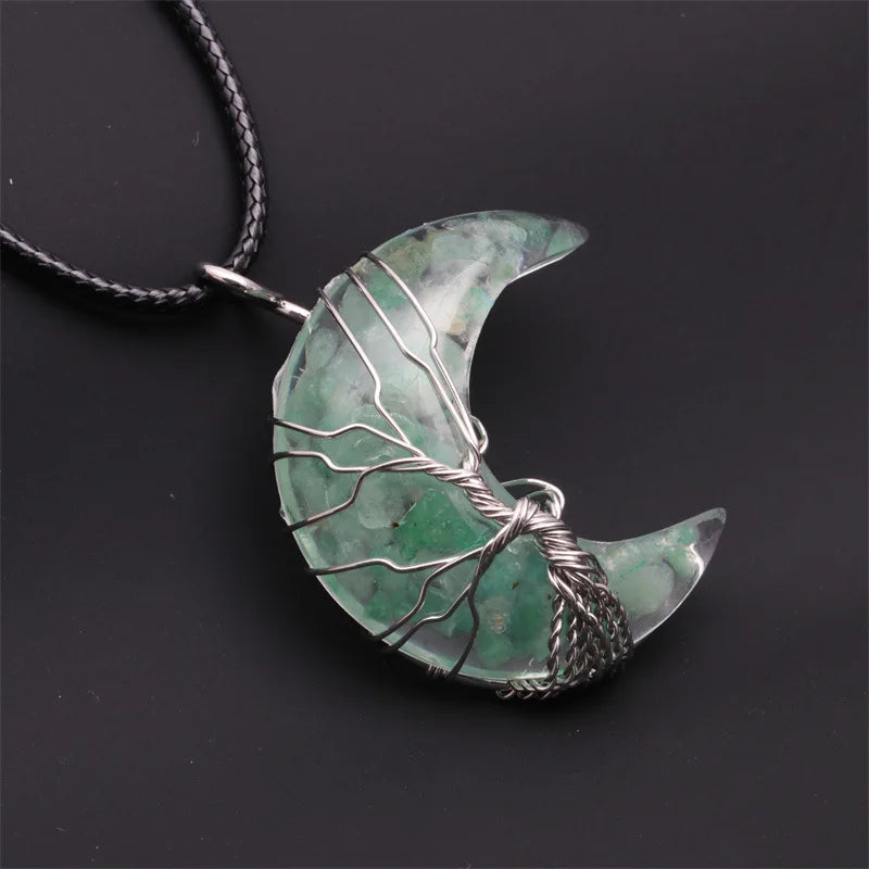 Colgante luna Árbol de la Vida de cristal