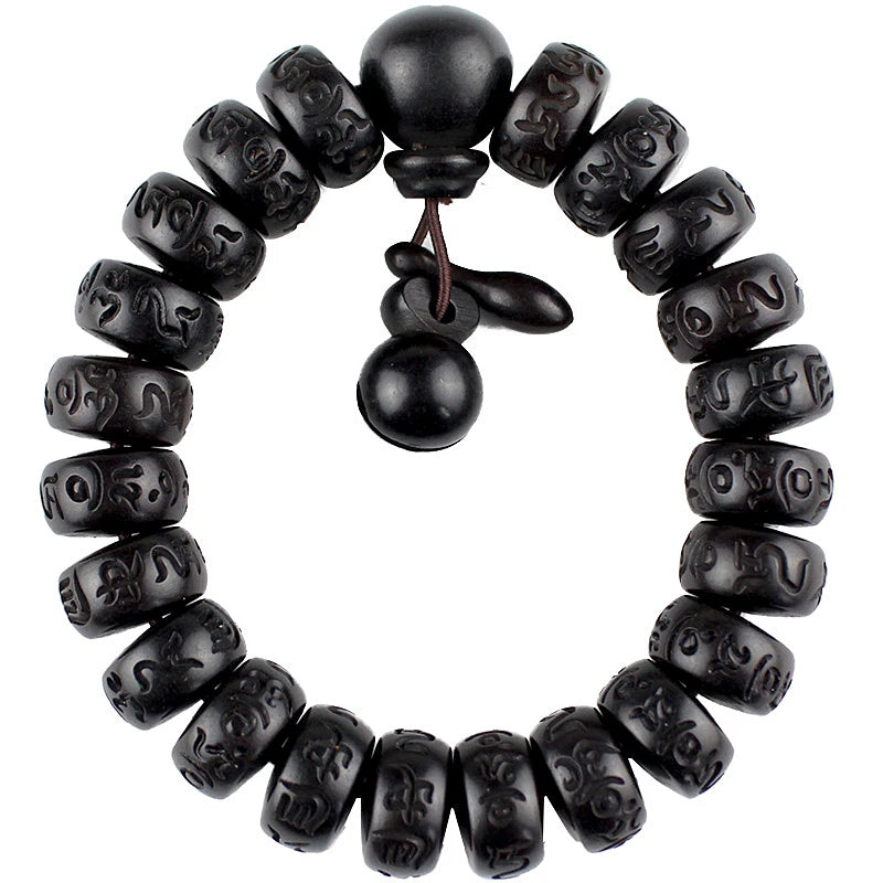Madeira natural tibetana seis caracteres mantra pulseiras budista praye relâmpago acidente vascular cerebral jujuba contas meditação homens mulheres yoga