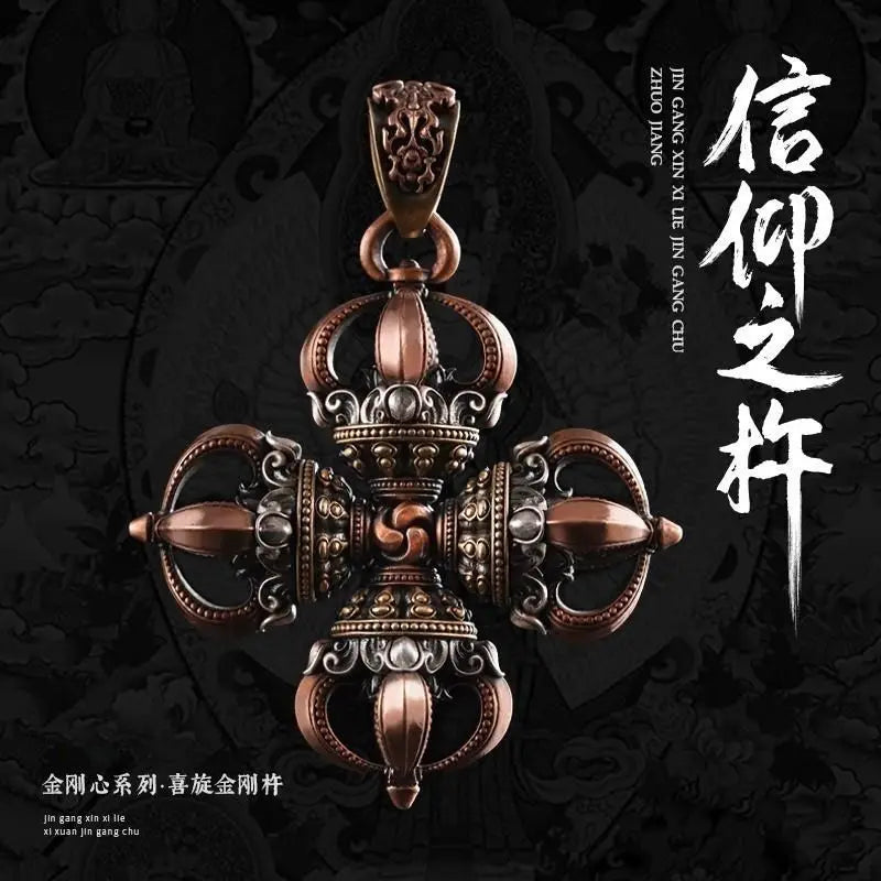 Cruz feliz vajra pingente karma pilão acessório original colar tibetano pingente alça de cobre peça