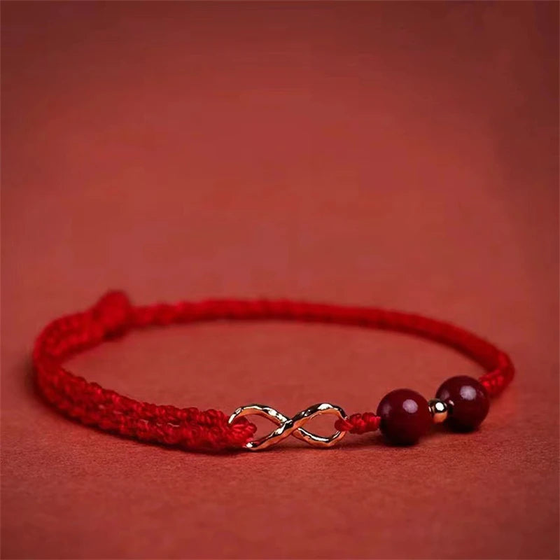 Corda tecida à mão imitação cinábrio fu pingente pulseira para mulheres sorte vermelho nó chinês artesanal trançado pulseira jóias presente