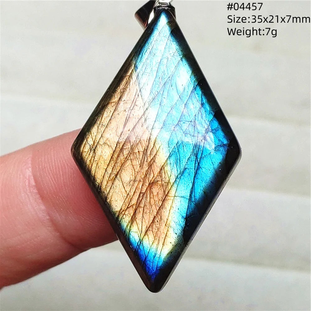 Colar de Pingente de Labradorita Azul Natural em Formato de Gota com Brilho para Mulheres e Homens AAAAAA