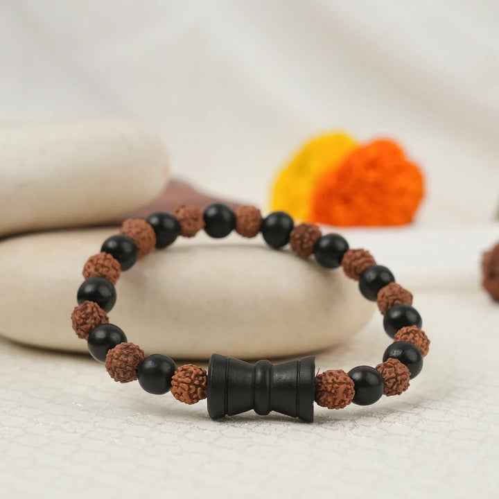 Karungali Rudraksha Damru Bracelet