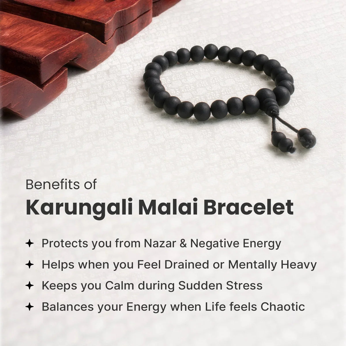 Karungali Malai Bracelet 8mm with Govt. Certification