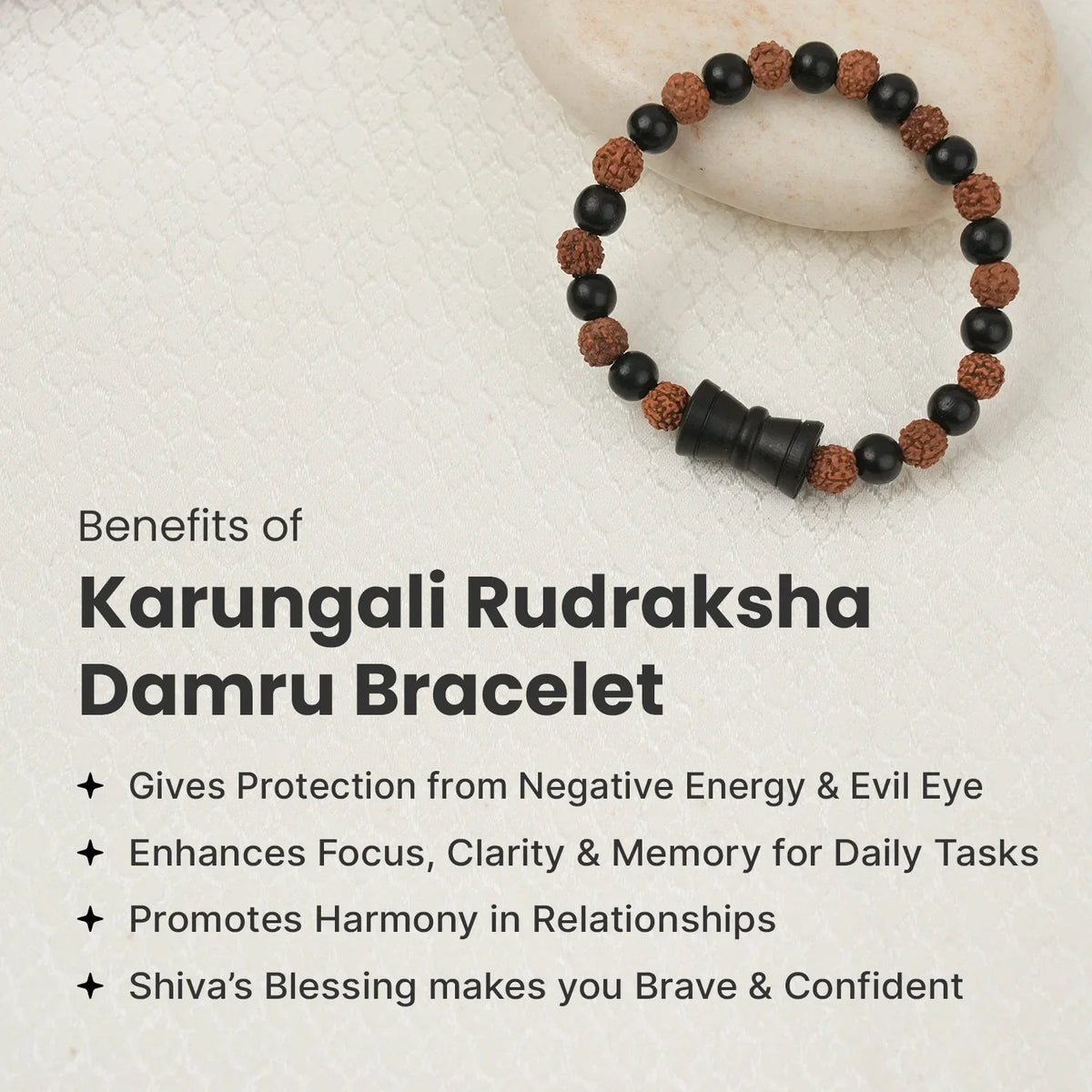 Karungali Rudraksha Damru Bracelet