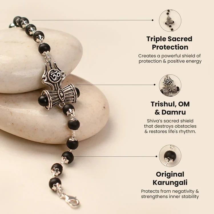 Om Trishul Damru Karungali Bracelet