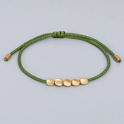 Pulseiras budistas tibetanas feitas à mão, contas de cobre trançadas à mão, pulseira e pulseiras de corda da sorte para mulheres e homens, presente exclusivo