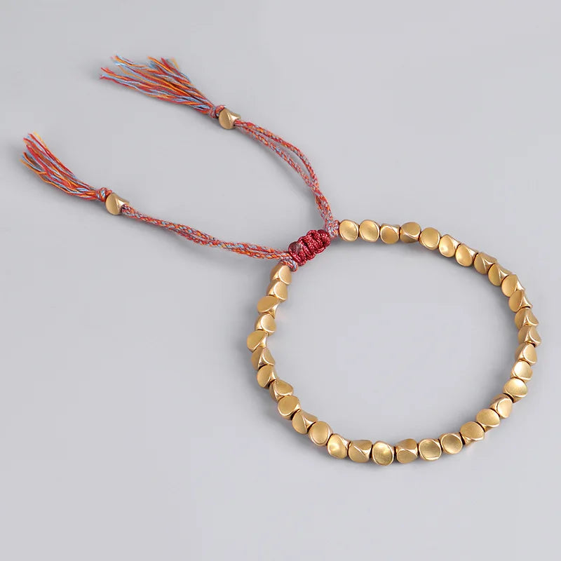 Pulseiras budistas tibetanas artesanais, contas de cobre trançadas à mão, pulseira e pulseiras de corda da sorte para mulheres e homens, dropshiping
