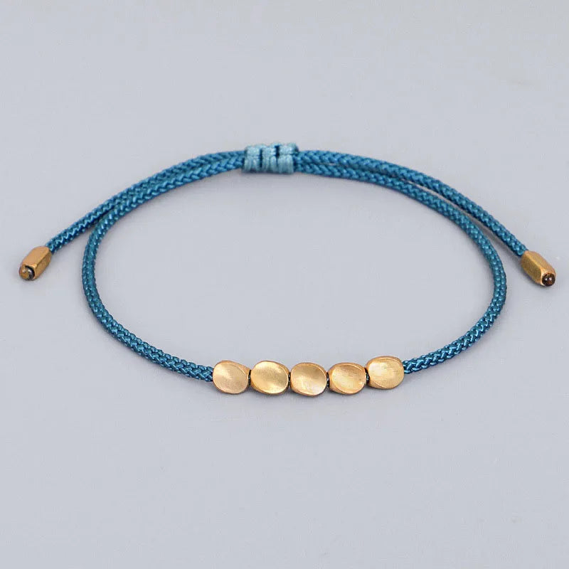 Pulseiras budistas tibetanas feitas à mão, contas de cobre trançadas à mão, pulseira e pulseiras de corda da sorte para mulheres e homens, presente exclusivo