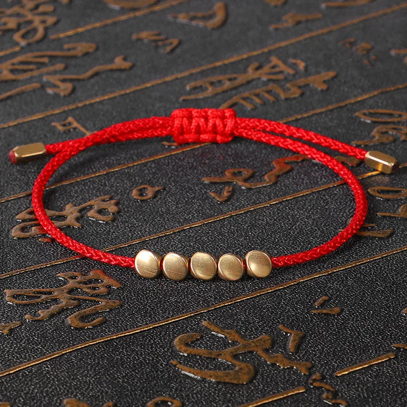 Pulseiras budistas tibetanas feitas à mão, contas de cobre trançadas à mão, pulseira e pulseiras de corda da sorte para mulheres e homens, presente exclusivo