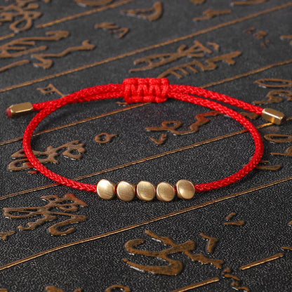 Pulseiras budistas tibetanas feitas à mão, contas de cobre trançadas à mão, pulseira e pulseiras de corda da sorte para mulheres e homens, presente exclusivo