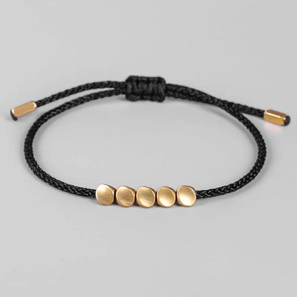 Pulseiras budistas tibetanas feitas à mão, contas de cobre trançadas à mão, pulseira e pulseiras de corda da sorte para mulheres e homens, presente exclusivo