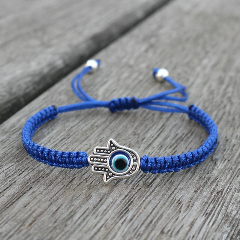 Pulseira de corda trançada ajustável feita à mão sorte fatima hamsa mão mau olhado charme pulseiras para mulheres homens casal amuleto jóias