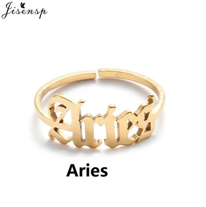 Personalize estrela signo do zodíaco 12 constelação anel astrologia gemini taurus aries antigo inglês anéis para mulheres moda jóias