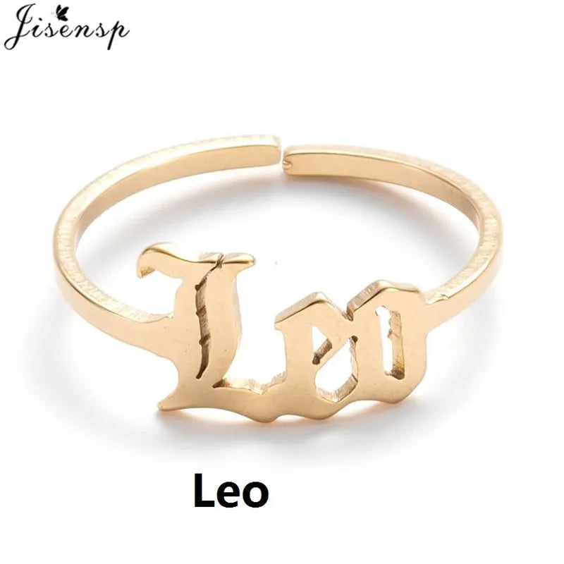 Personalize estrela signo do zodíaco 12 constelação anel astrologia gemini taurus aries antigo inglês anéis para mulheres moda jóias