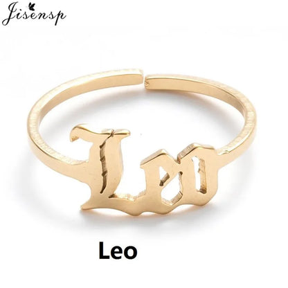 Personalize estrela signo do zodíaco 12 constelação anel astrologia gemini taurus aries antigo inglês anéis para mulheres moda jóias