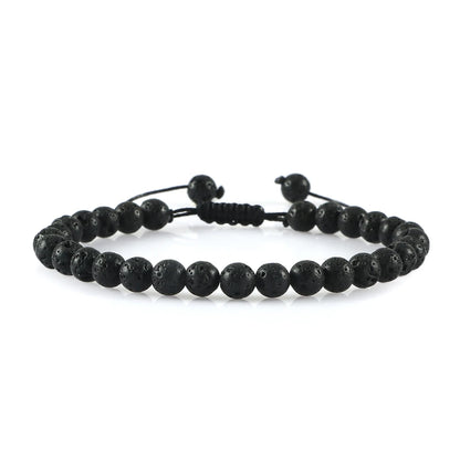 Clássico Black Volcanic Lava Stone Beads Pulseiras para homens, Natural Onyx Tiger Eye Pulseiras, Yoga Meditação Jóias, 6mm, 8mm