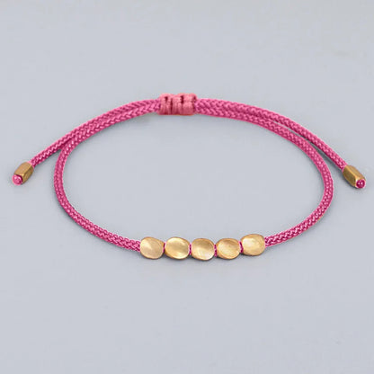 Pulseiras budistas tibetanas feitas à mão, contas de cobre trançadas à mão, pulseira e pulseiras de corda da sorte para mulheres e homens, presente exclusivo