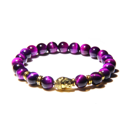 Aaaaa azul real tigre olho pulseira masculina contas de pedra natural buda estiramento charme pulseiras para mulheres moda masculina jóias 2020