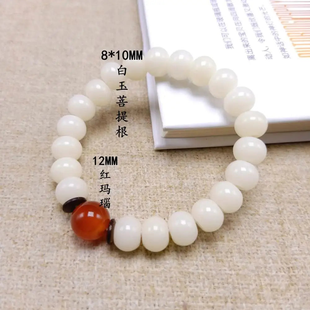 Natural Branco Bodhi Raiz Pulseira de Contas para Mulheres, Lotus Mala, Oração de Cura, Jóias, Design Original, 108