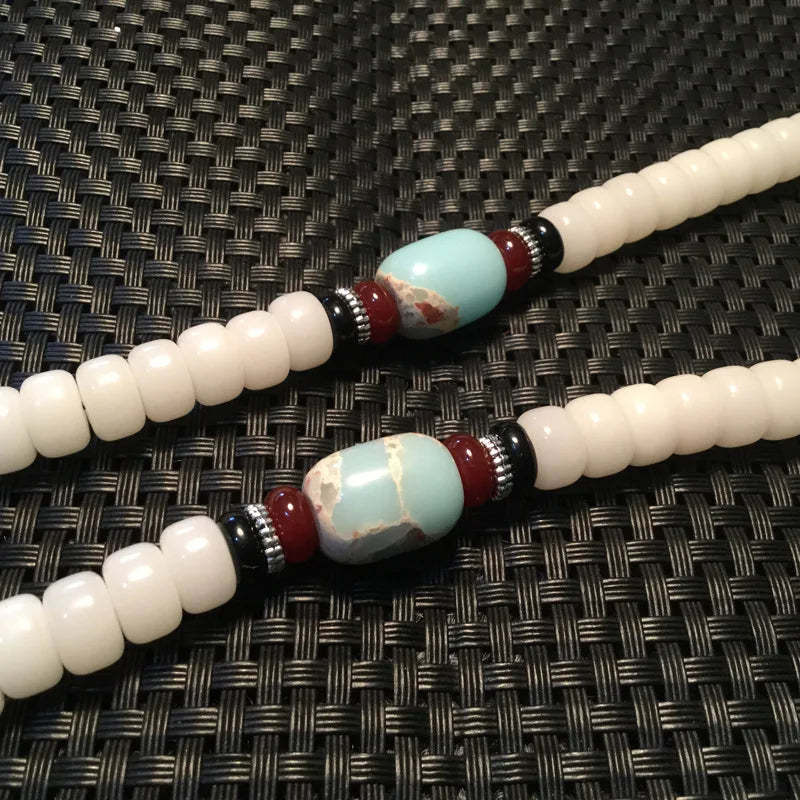 Pulseira de contas de raiz bodista 108, colar branco de lótus mala para oração budista, pulseira de rosário para mulheres buda para meditação, presente