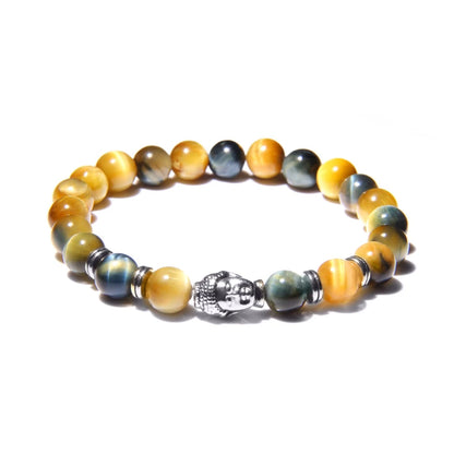 Aaaaa azul real tigre olho pulseira masculina contas de pedra natural buda estiramento charme pulseiras para mulheres moda masculina jóias 2020