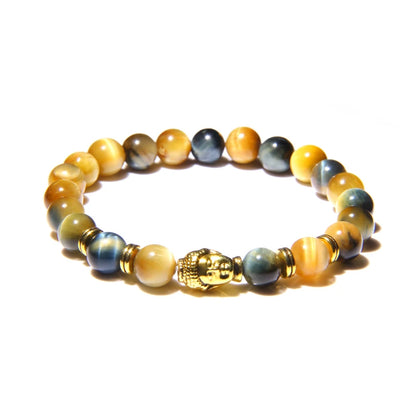 Aaaaa azul real tigre olho pulseira masculina contas de pedra natural buda estiramento charme pulseiras para mulheres moda masculina jóias 2020