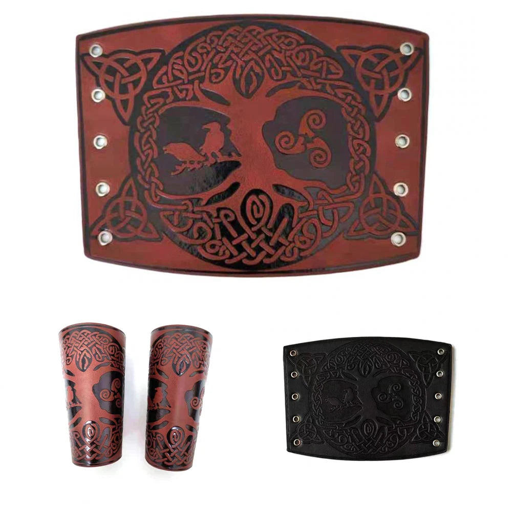 Toten design nórdico viking odin árvore da vida pulseiras para o homem equitação engrenagem protetora em relevo ampla pulseira de couro punk jóias