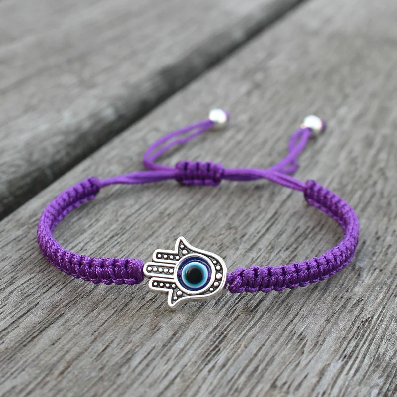 Pulseira de corda trançada ajustável feita à mão sorte fatima hamsa mão mau olhado charme pulseiras para mulheres homens casal amuleto jóias